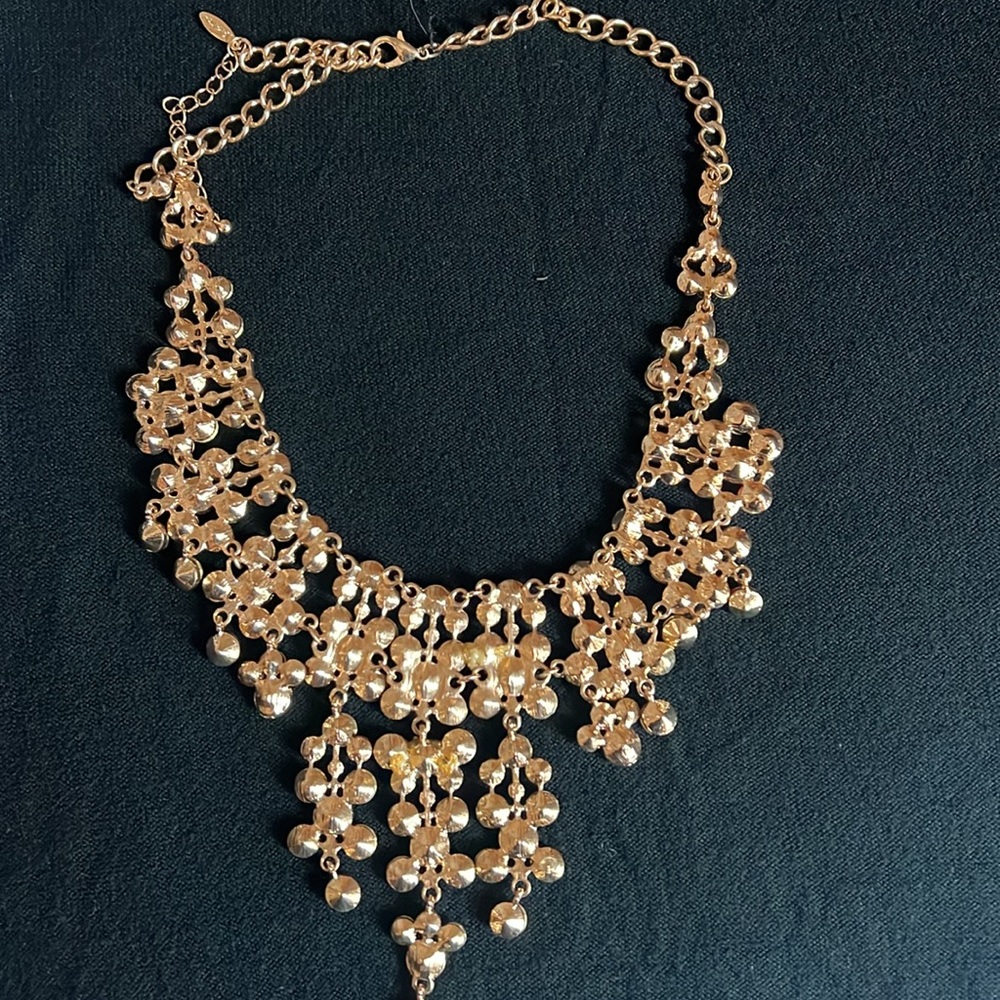 Multicolored Stone Gold Statement Neckless Beauti… - image 5